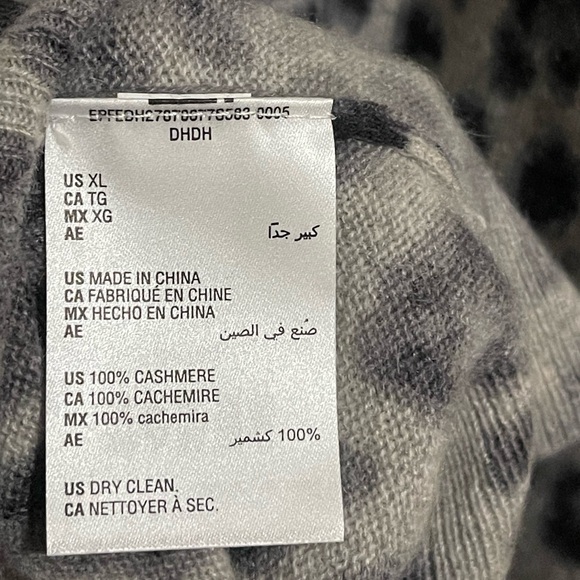 Charter Club Womens Cashmere Cheetah Print Sweater Top Size XL Gray Lightweight - Picture 6 of 6